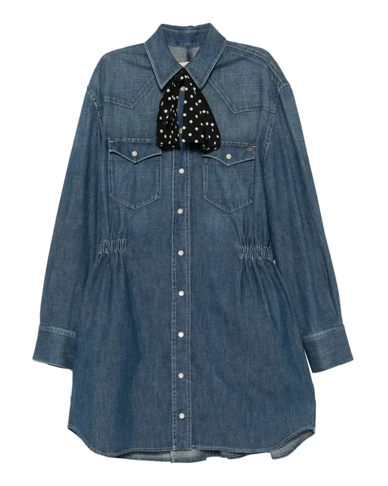 Valentino Garavani pussy-bow denim dress - Blau Blau