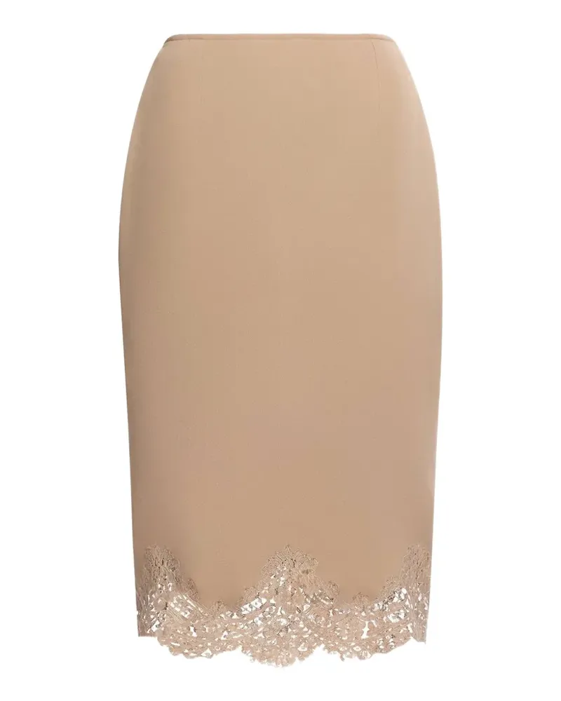 Elie Saab Bleistiftrock mit Spitzenbesatz - Nude Nude