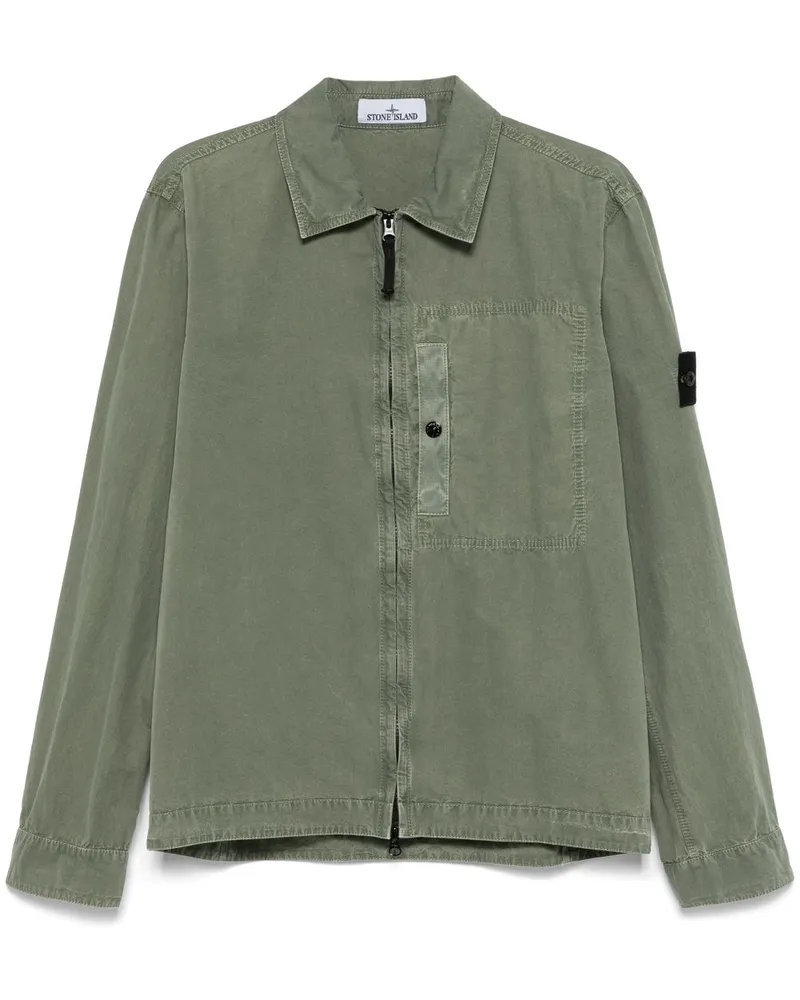 Stone Island Hemd mit Kompass-Patch - Grün Grün