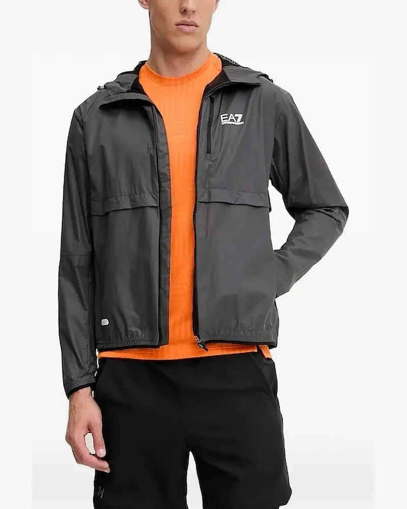 EA7 Kapuzenjacke mit Logo - Grau Grau