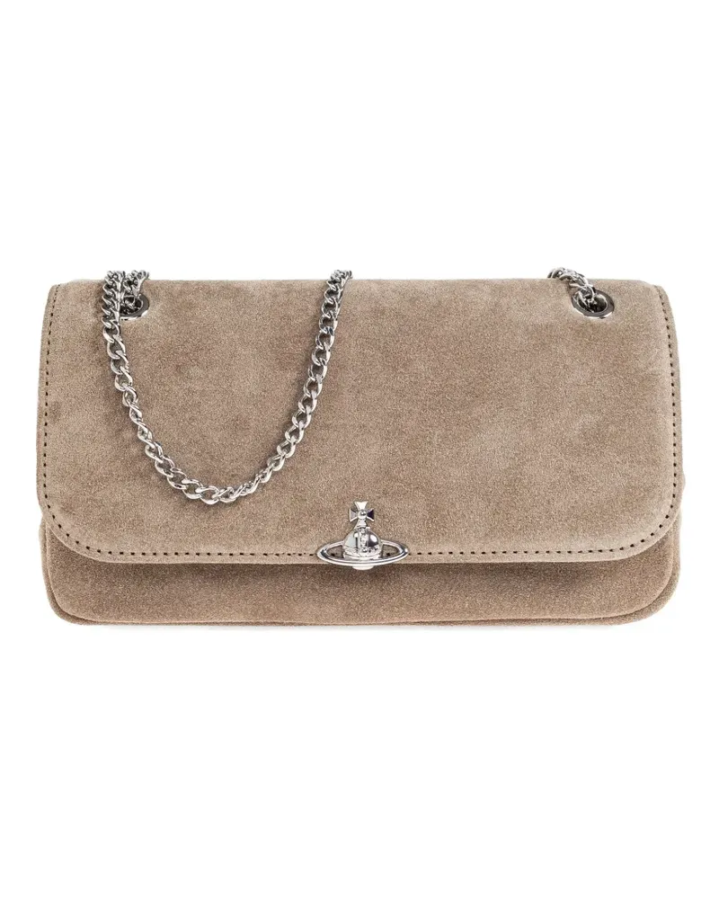 Vivienne Westwood Wildleder-Schultertasche mit Kettenriemen - Nude Nude