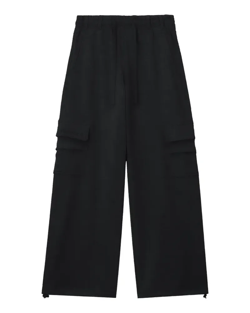 Izzue drawstring wide-leg cargo pants - Schwarz Schwarz
