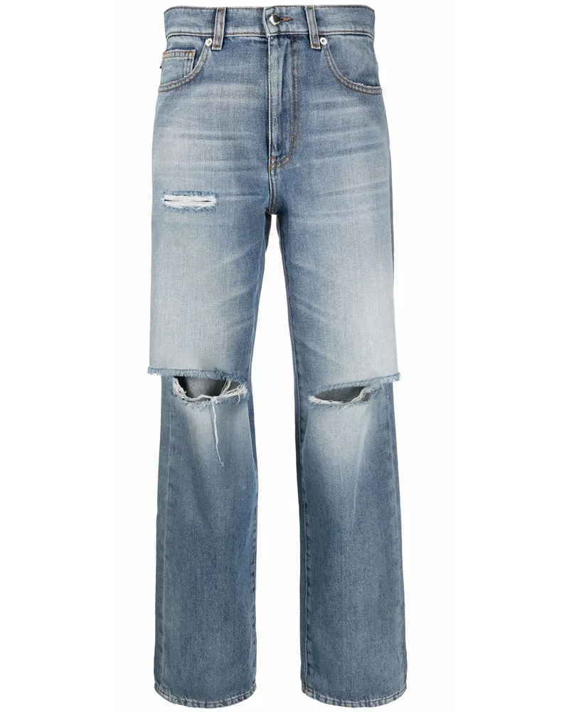 Moschino Gerade Jeans im Distressed-Look Blau