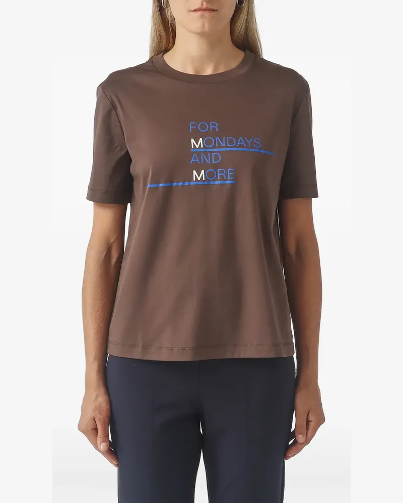 Max Mara Rollio T-Shirt mit Slogan-Print - Braun Braun