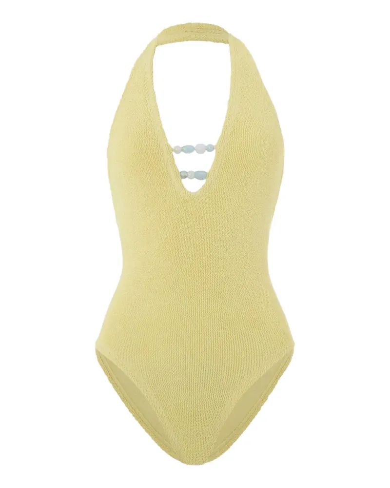 Hunza G Adriana Badeanzug mit Perlen - Gelb Gelb