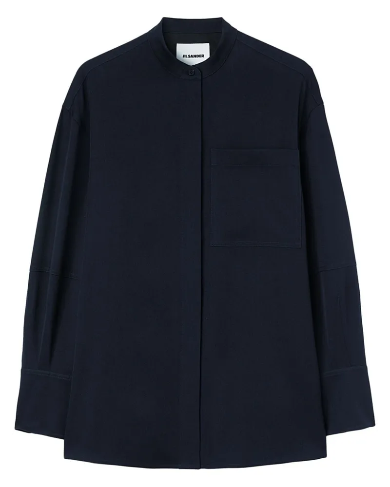 Jil Sander Kragenloses Hemd - Blau Blau