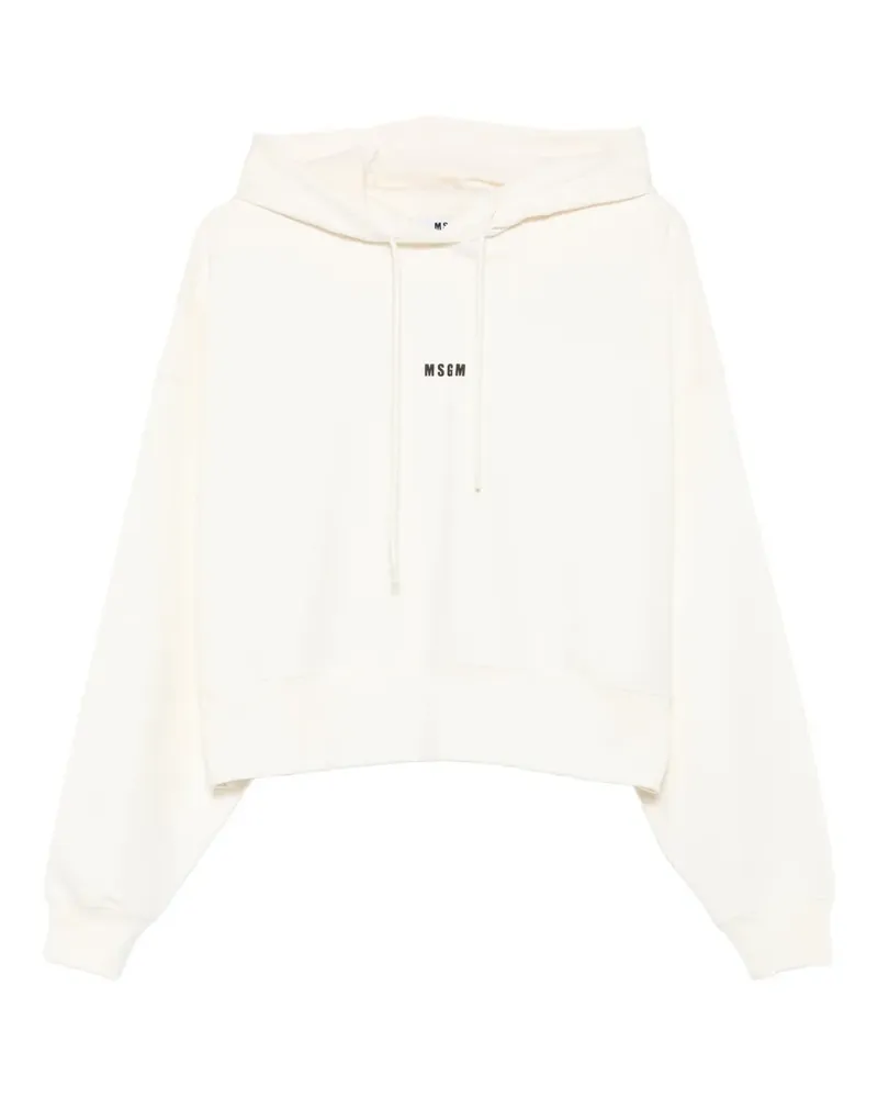 MSGM Kapuzenoberteil mit Logo-Detail - Weiß Weiß