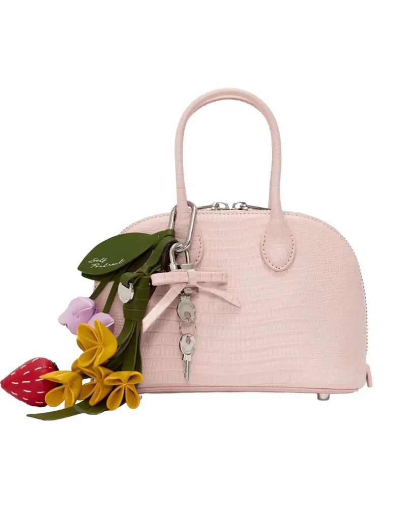Self-Portrait lizard-embossed leather mini tote bag - Rosa Rosa