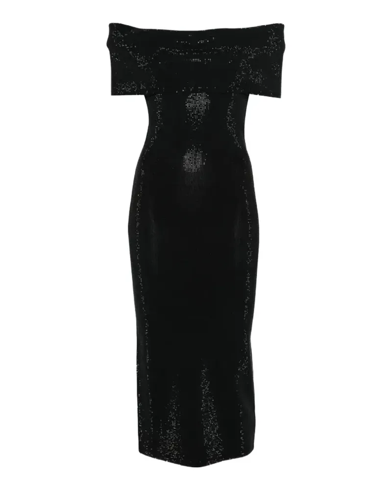 Michael Kors Schulterfreies Midikleid - Schwarz Schwarz