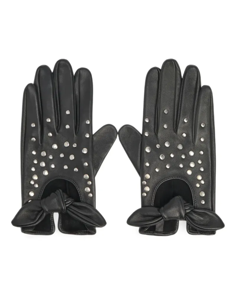 BIMBA Y LOLA Schwarze Lederhandschuhe mit Herzdetail Schwarz