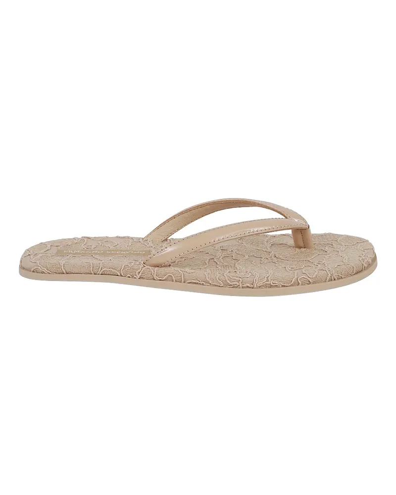 Ermanno Scervino lace-covered patent-leather flip-flops - Nude Nude