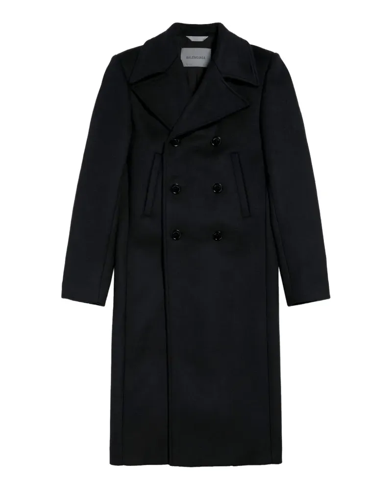 Balenciaga Langer Doubleface Mantel in Schwarz Schwarz