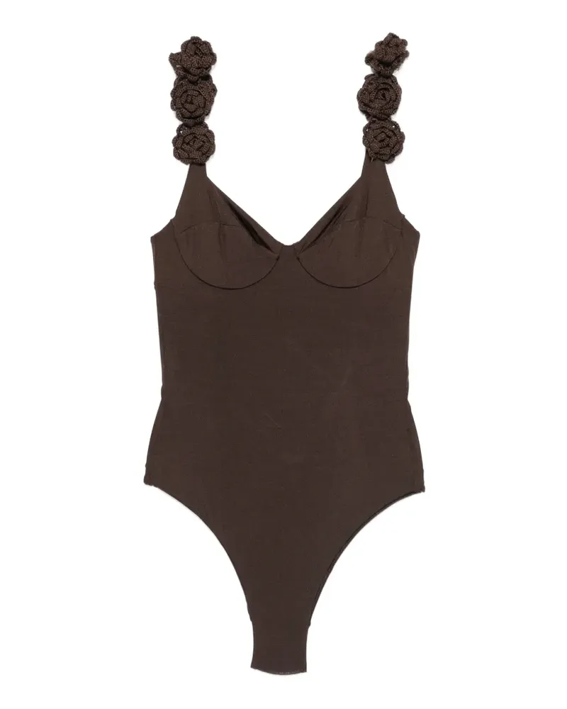 Twin-Set floral-applique swimsuit - Braun Braun