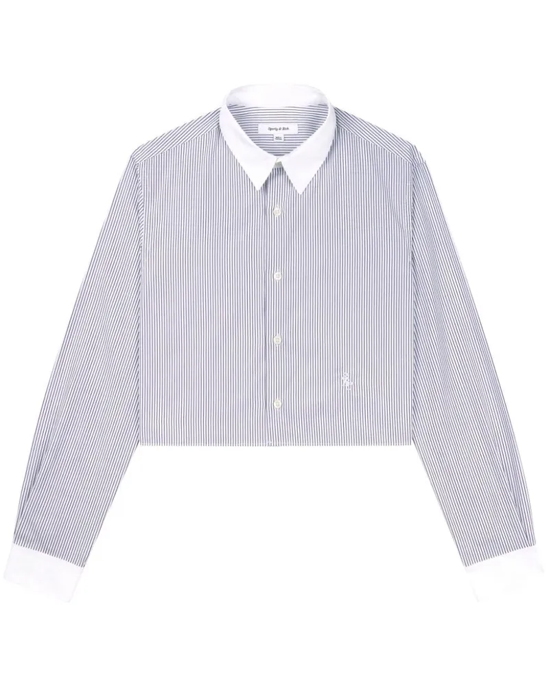 SPORTY & RICH Gestreiftes Cropped-Hemd - Blau Blau