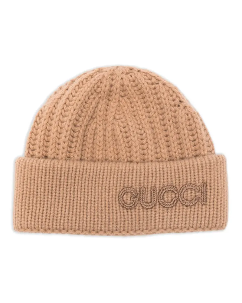 Gucci Beanie mit Logo-Stickerei - Nude Nude