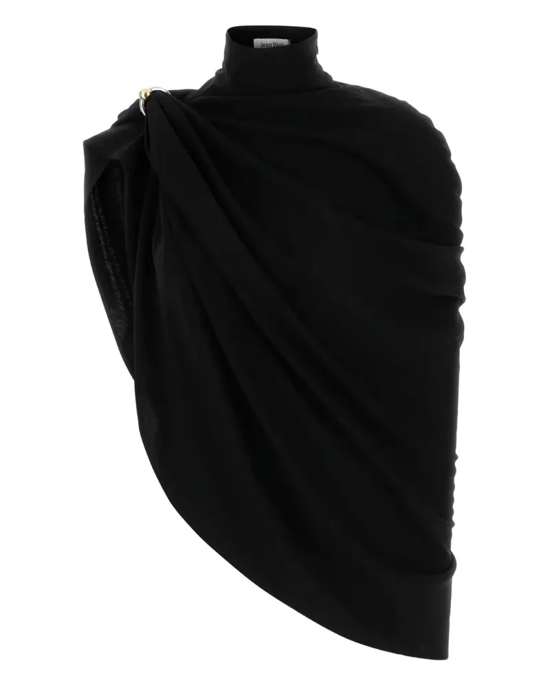Jean Paul Gaultier Drapiertes Cape mit Stehkragen - Schwarz Schwarz