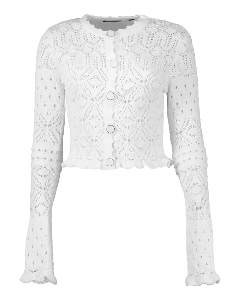 Retrofête Gerüschter Giuliana Cardigan in Pointelle-Strick - Weiß Weiß