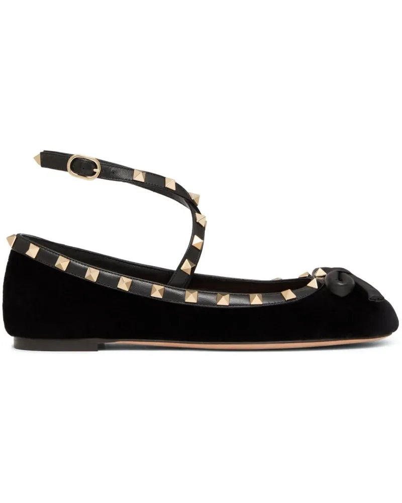 Valentino Garavani Rockstud Ballerinas aus Samt - Schwarz Schwarz