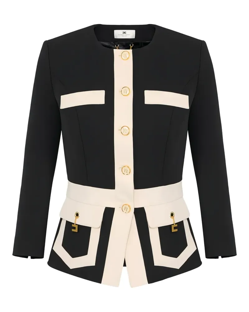 Elisabetta Franchi Geknöpfte Jacke in Colour-Block-Optik - Schwarz Schwarz