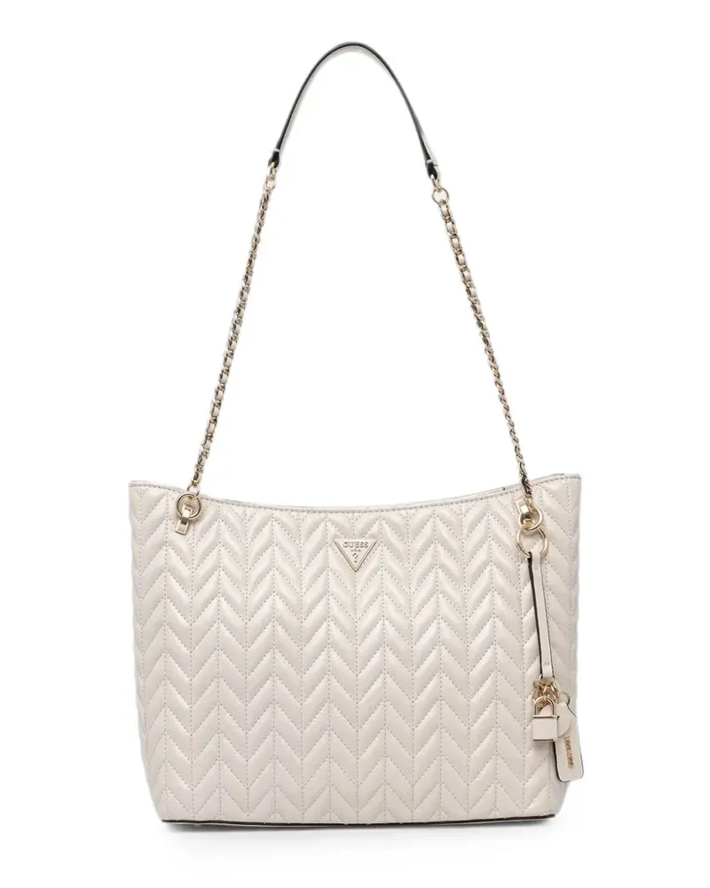 Guess Cheryl chevron-quilted padlock-detail tote bag - Nude Nude