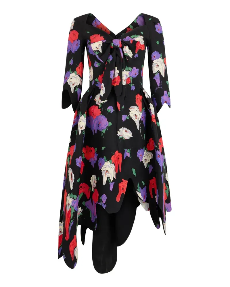 Moschino floral-print asymmetric dress - Schwarz Schwarz