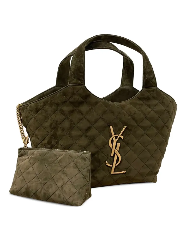 Saint Laurent Mittelgroßer Tote Bag mit Steppung - Grün Grün