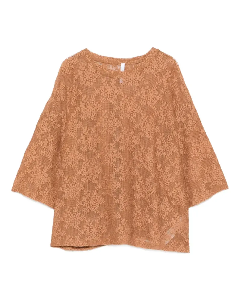 IMPERIAL lace crew-neck top - Nude Nude