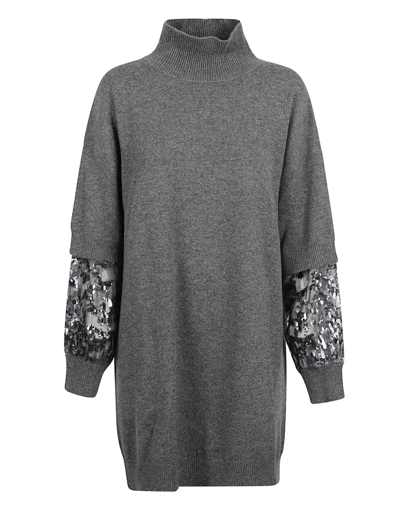 Brunello Cucinelli high-neck sequin mini dress - Grau Grau