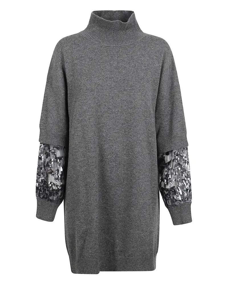 Brunello Cucinelli high-neck sequin mini dress - Grau Grau