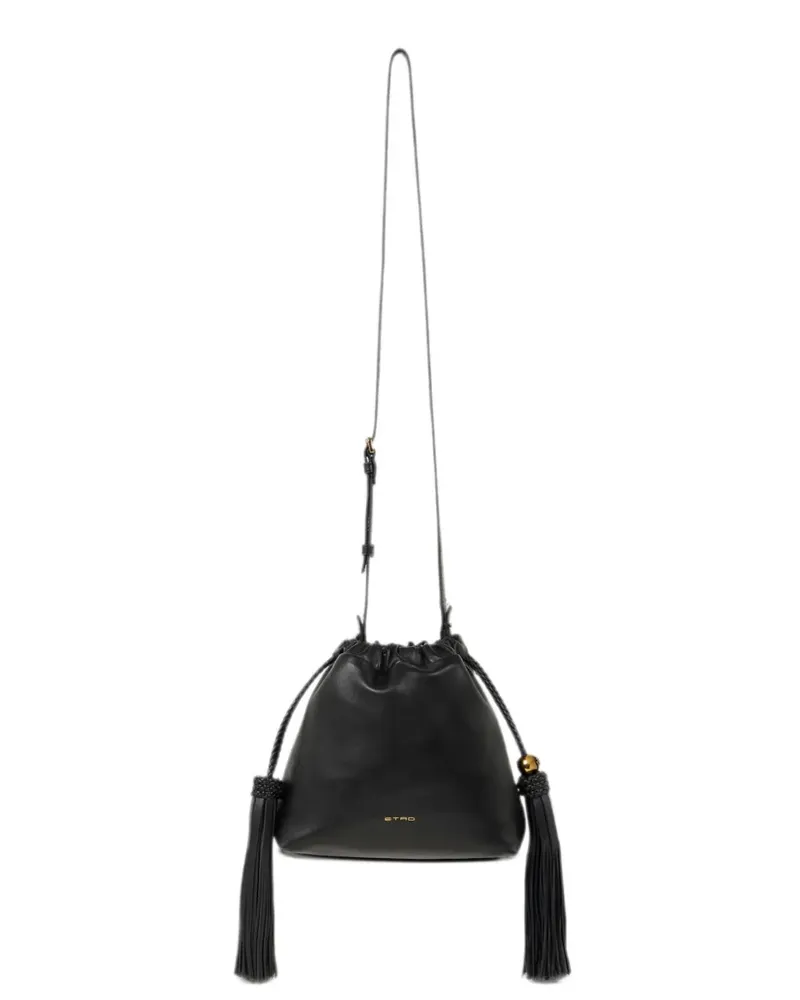 Etro mini leather Kalispera bag with tassels - Schwarz Schwarz