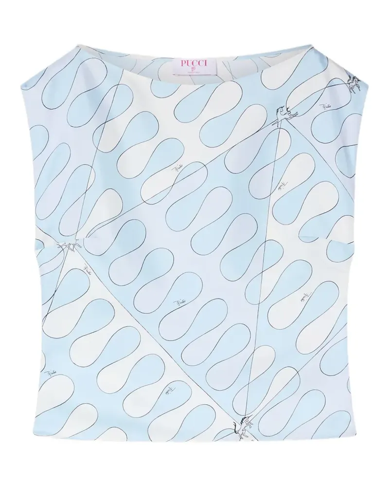 Emilio Pucci Seidenoberteil mit Leocorno-Print - Blau Blau