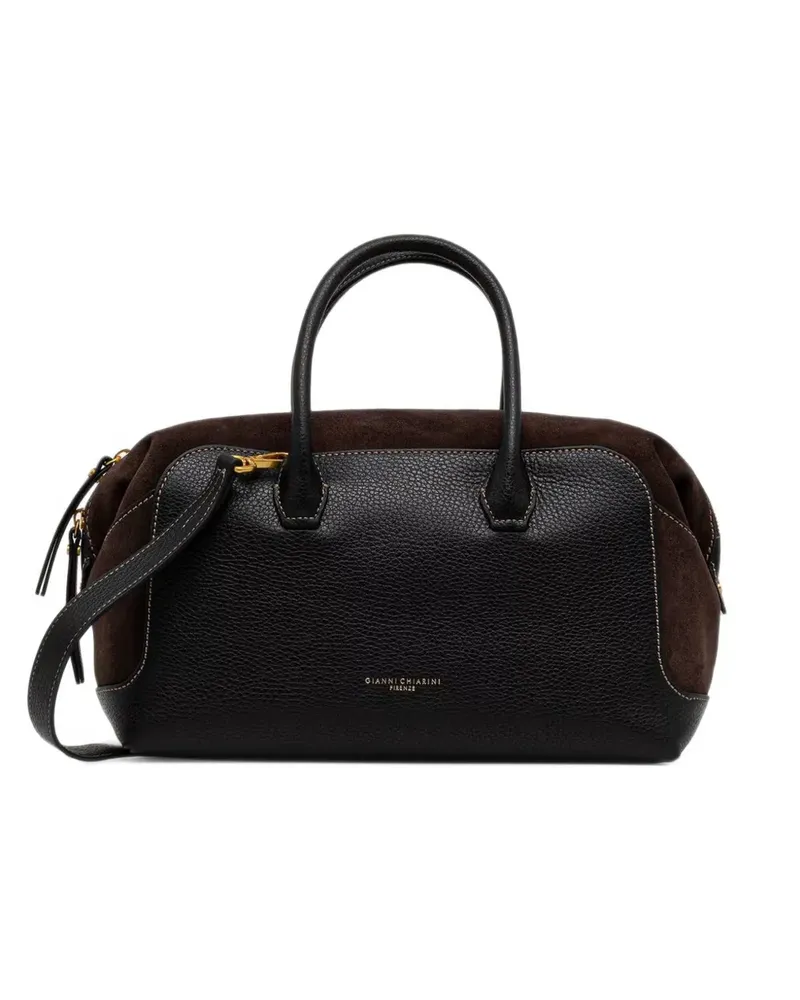 Gianni Chiarini Große Gemma Tote Bag aus Leder mit Einsätzen - Schwarz Schwarz
