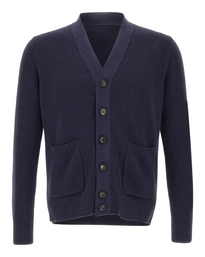 Filippo de Laurentiis V-neck ribbed-trim cardigan - Blau Blau