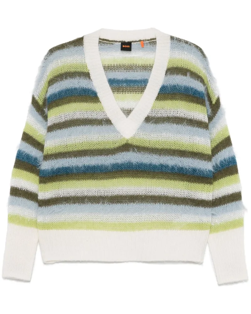 HUGO BOSS Gestreifter Pullover - Grün Grün