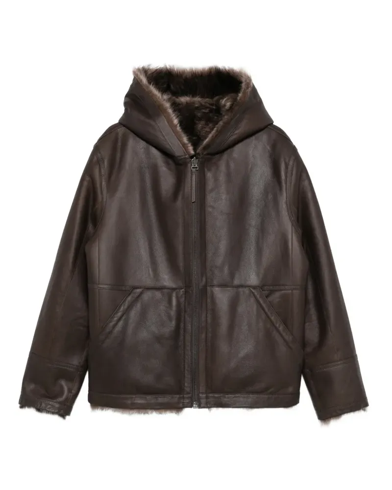 Yves Salomon hooded shearling jacket - Braun Braun
