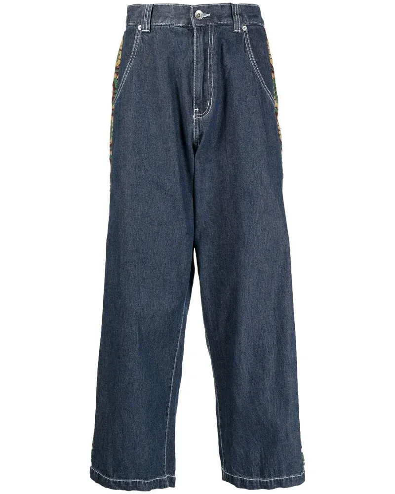 FIVE CM Wide-Leg-Jeans mit Häkelborten Schwarz