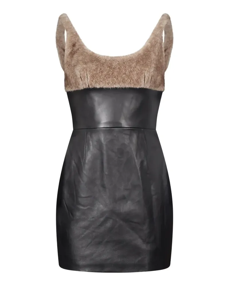 Alexander Wang Lederkleid mit Oberteil aus Faux Fur - Schwarz Schwarz