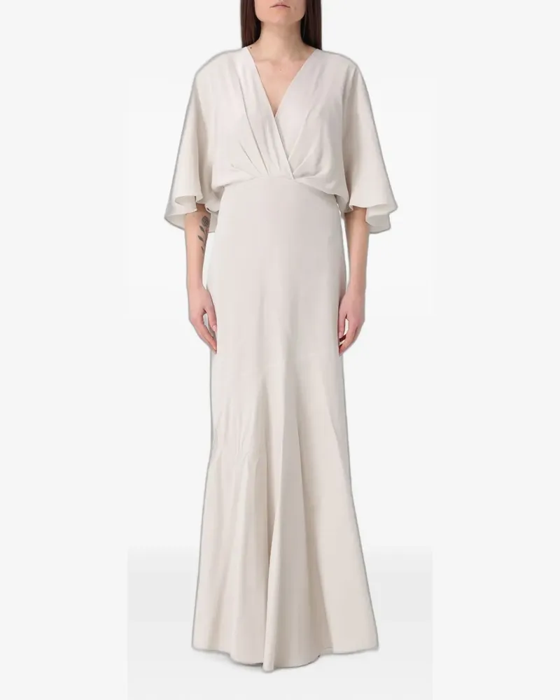 AGNONA V-neck flared maxi dress - Nude Nude