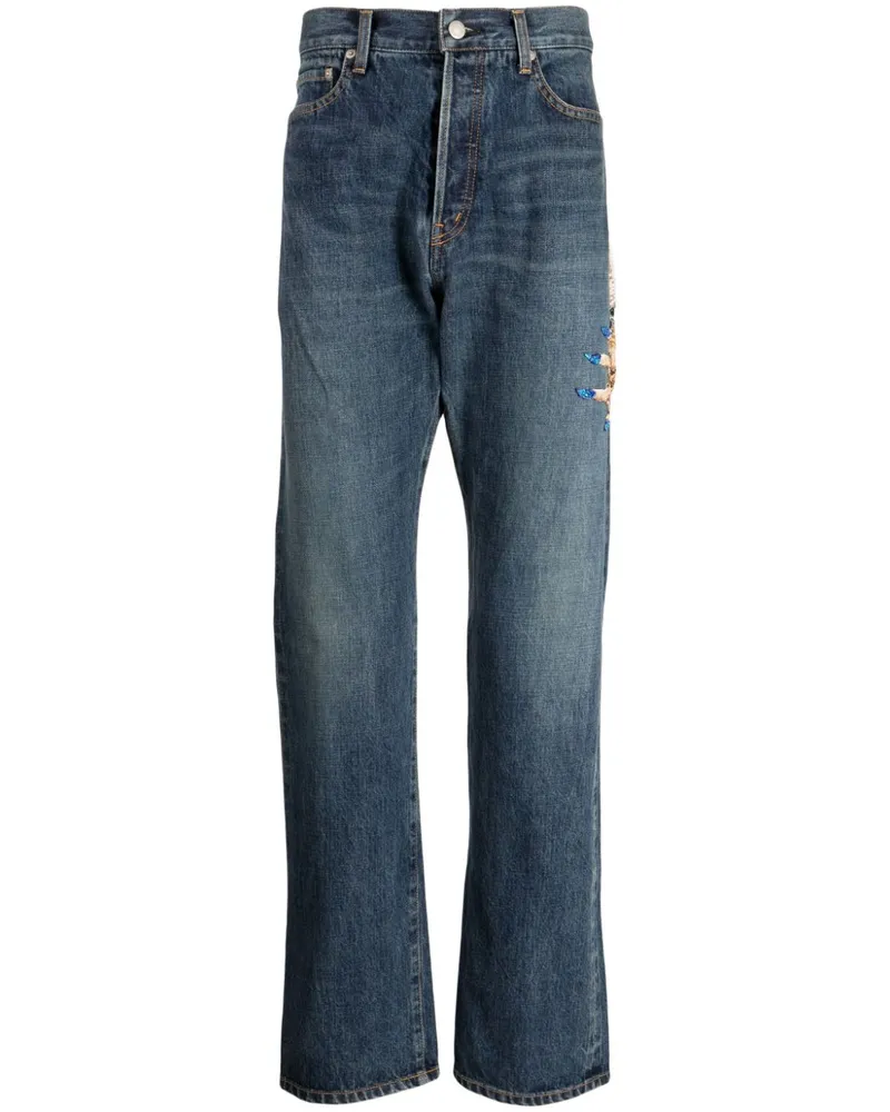 Undercover Straight-Leg-Jeans mit Zierperlen - Blau Blau