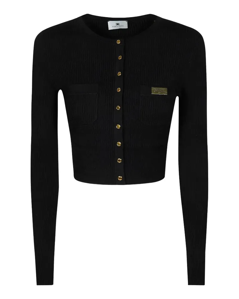 Elisabetta Franchi button ribbed cardigan - Schwarz Schwarz