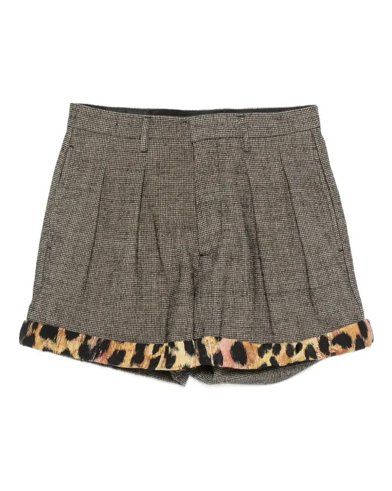 R13 Shorts mit Hahnentritt- und Leopardenmuster - Braun Braun