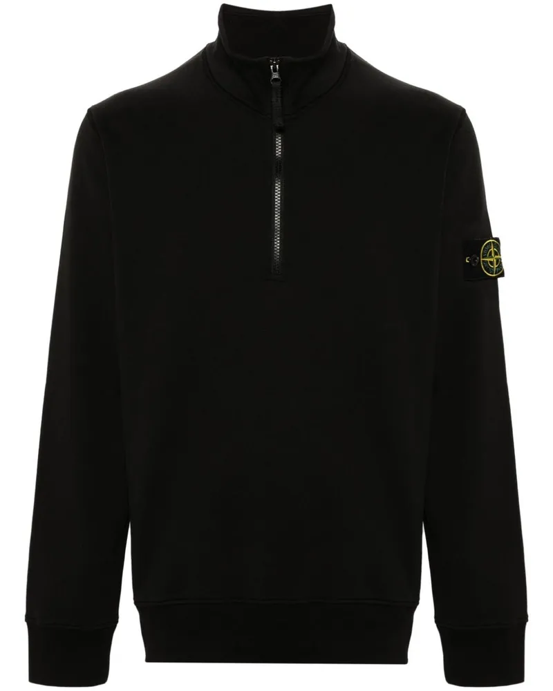 Stone Island Sweatshirtjacke mit Kompass-Patch - Schwarz Schwarz