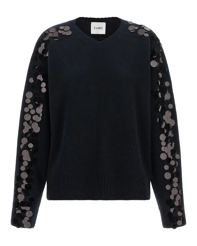 NUDE Pullover mit Pailletten - Blau Blau