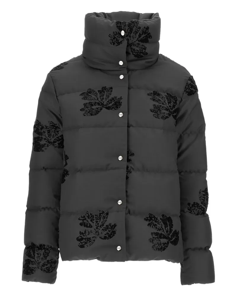 Herno Gefütterte Jacke mit Blumen-Print - Schwarz Schwarz