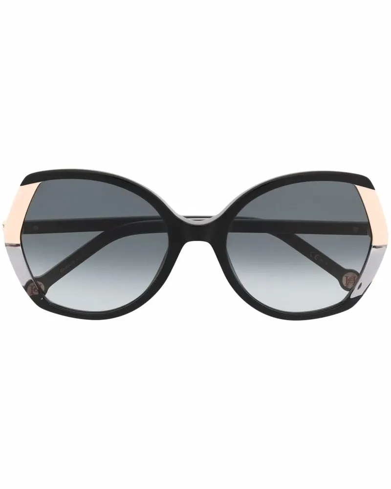 Carolina Herrera New York Sonnenbrille mit Oversized-Gestell - Schwarz Schwarz
