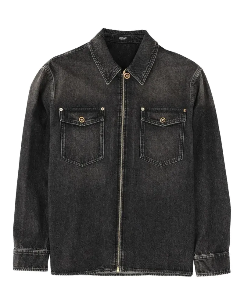 Versace zip-up denim jacket - Schwarz Schwarz
