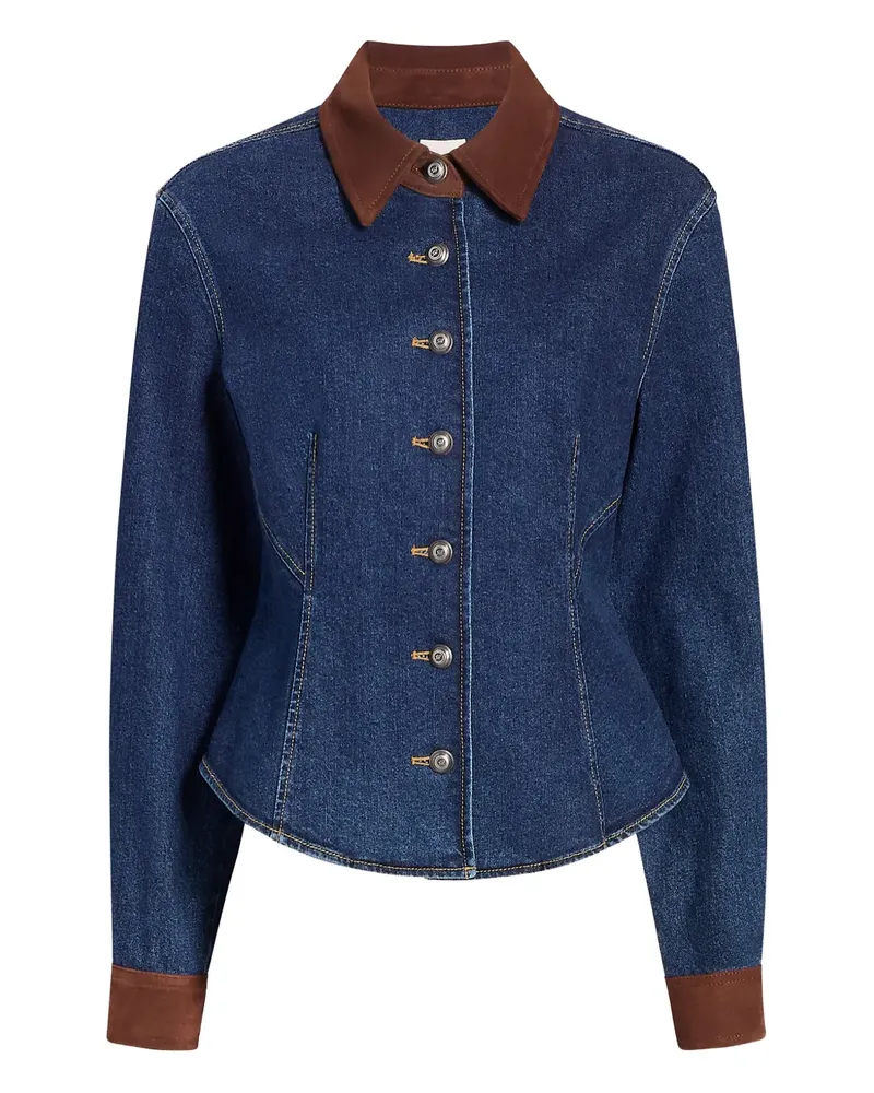 Cinq à Sept Geknöpftes Combo Autum Wildlederhemd - Blau Blau