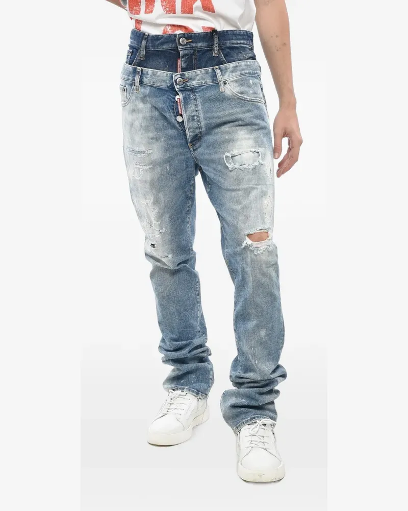 Dsquared2 Twin Pack Skinny-Jeans im Layering-Look - Blau Blau