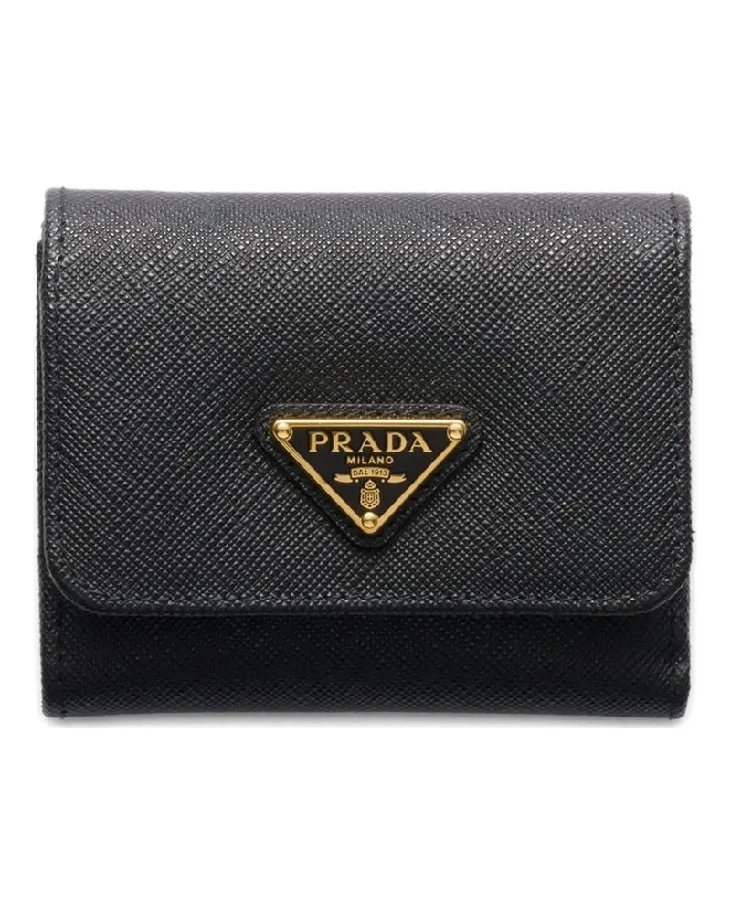 Prada Portemonnaie mit Triangel-Logo - Schwarz Schwarz