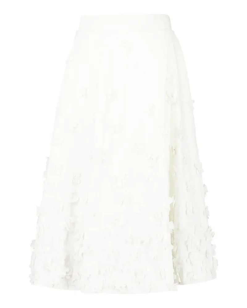 Michael Kors floral-embroidered A-line midi skirt - Weiß Weiß